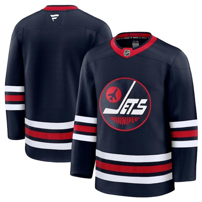 Custom Men's Winnipeg Jets Navy 2024-25 Alternate Stitched Hockey Jersey