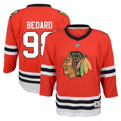 Youth Chicago Blackhawks #98 Connor Bedard Red Home 2025 Stitched Hockey Jersey