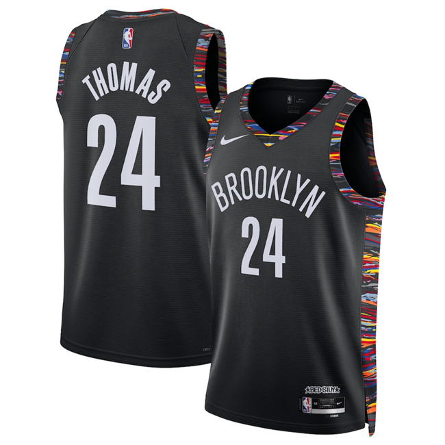 Men's Brooklyn Nets #24 Cam Thomas Black 2025-26 City Edition Stitched Basketball Jersey