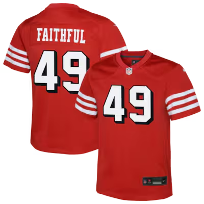 Youth San Francisco 49ers #49 Faithful Scarlet Nike Alternate 2 Stitched Game Jersey