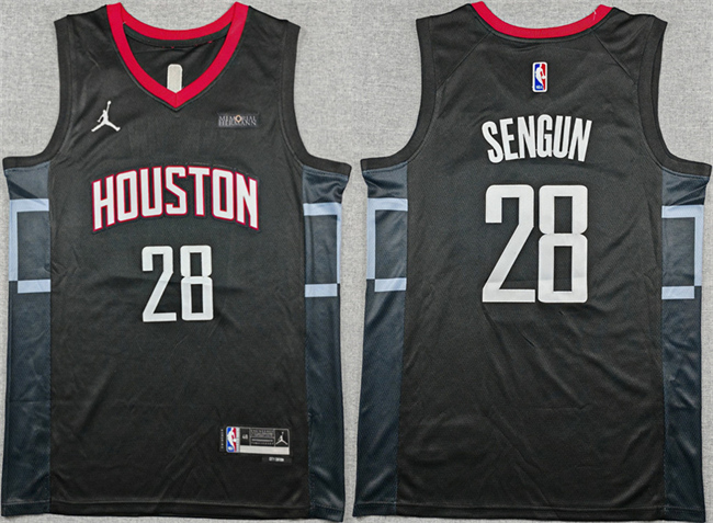 Men's Houston Rockets #28 Alperen Sengun Black Statement Edition Stitched Jersey