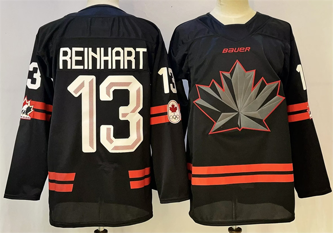 Men's Canada Hockey #13 Sam Reinhart Black Stitched Jersey