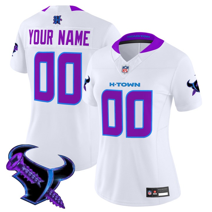 Women's Houston Texans Custom 2025 DJ Screw F.U.S.E. Vapor Limited Stitched Jersey White