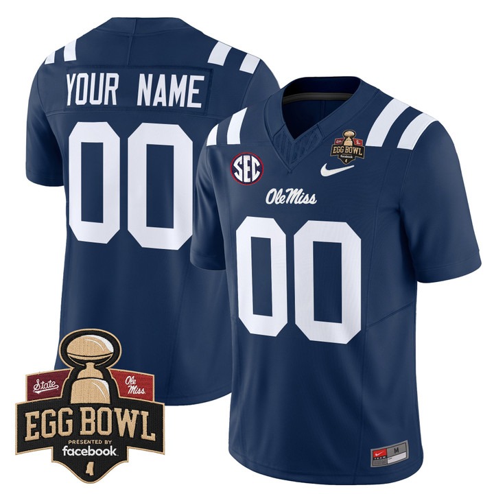 Men's Ole Miss Rebels Custom 2025 Egg Bowl F.U.S.E. Vapor Limited Stitched football Jersey Navy