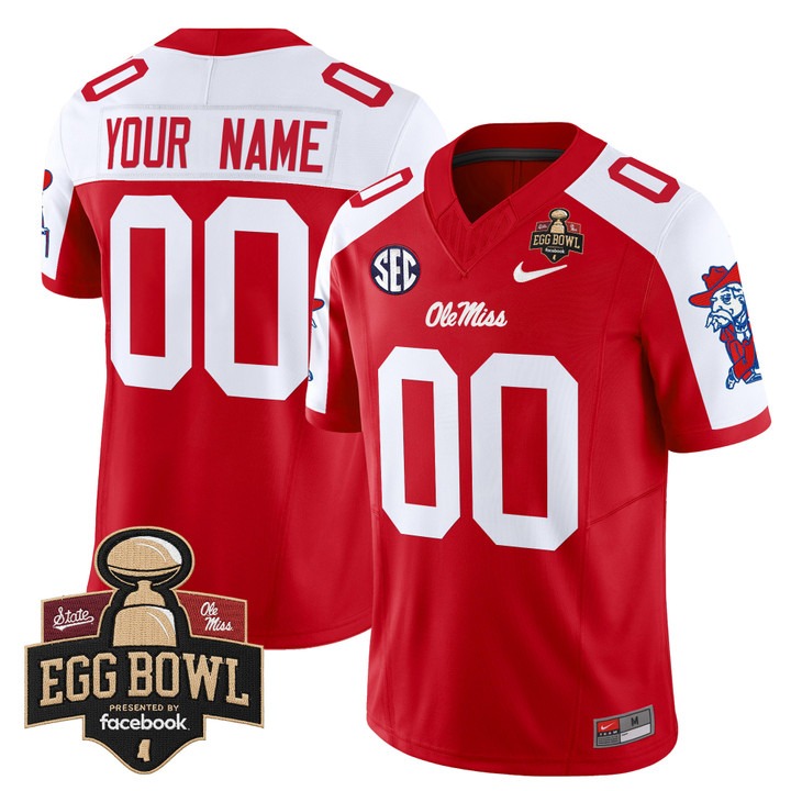 Men's Ole Miss Rebels Custom 2025 Egg Bowl F.U.S.E. Vapor Limited Stitched football Jersey Red Alternate