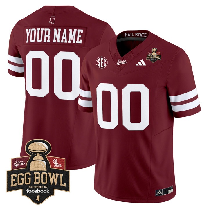 Men's Mississippi State Bulldogs Custom 2025 Egg Bowl Vapor Limited Stitched football Jersey Maroon