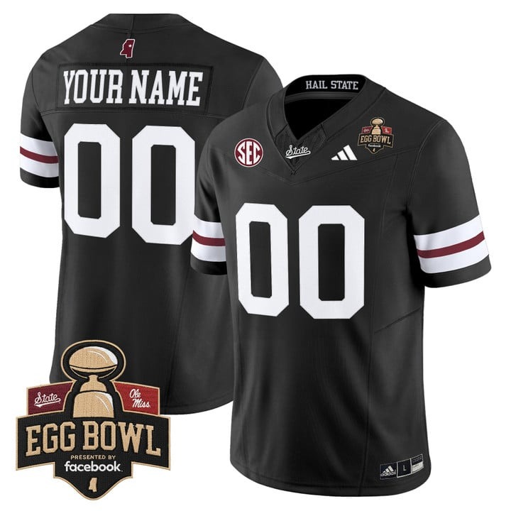 Men's Mississippi State Bulldogs Custom 2025 Egg Bowl Vapor Limited Stitched football Jersey Black