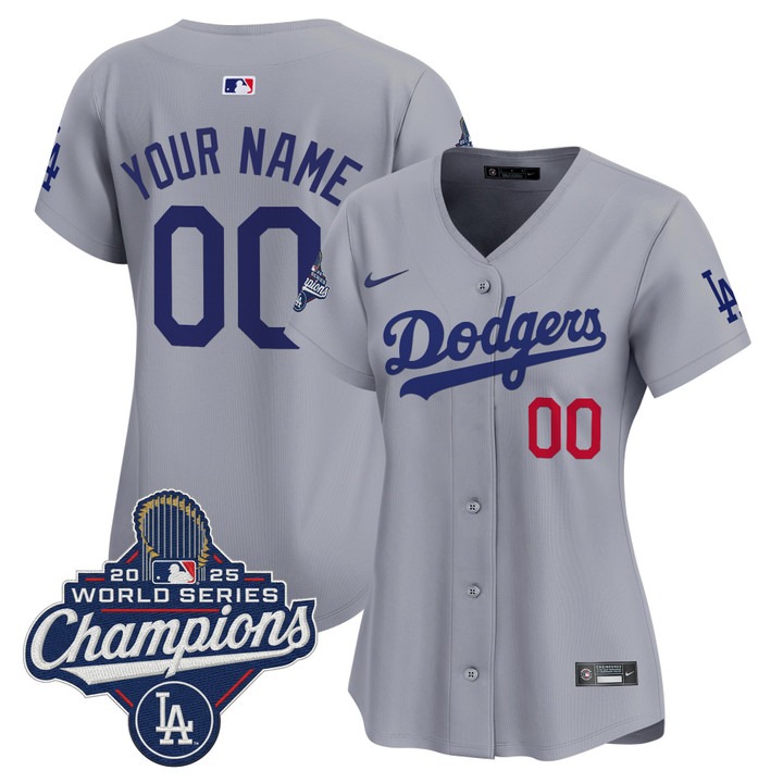 Women's Dodgers Custom Grey 2025 World Series Champions Nike Limited Jersey