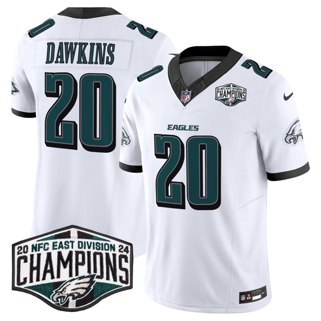 Men's Philadelphia Eagles #20 Brian Dawkins White 2024 New NFC East Champions F.U.S.E. Vapor Untouchable Limited Stitched Football Jersey