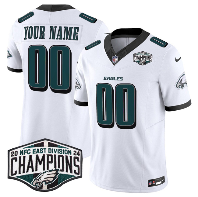 Men's Philadelphia Eagles Active Player Custom White 2024 New NFC East Champions F.U.S.E. Vapor Untouchable Limited Stitched Football Jersey