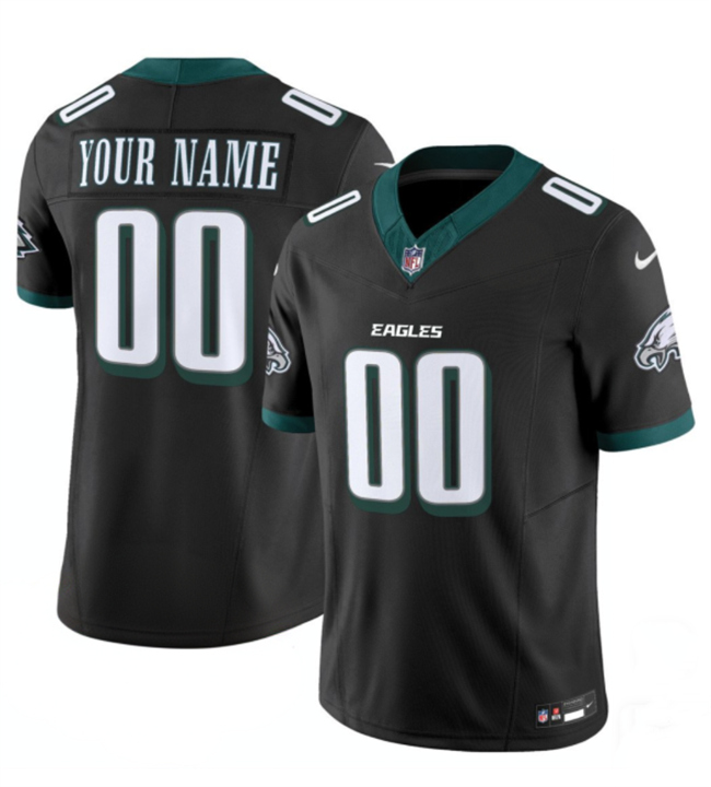 Men's Philadelphia Eagles Active Player Custom Black 2024 New F.U.S.E. Vapor Untouchable Limited Stitched Football Jersey