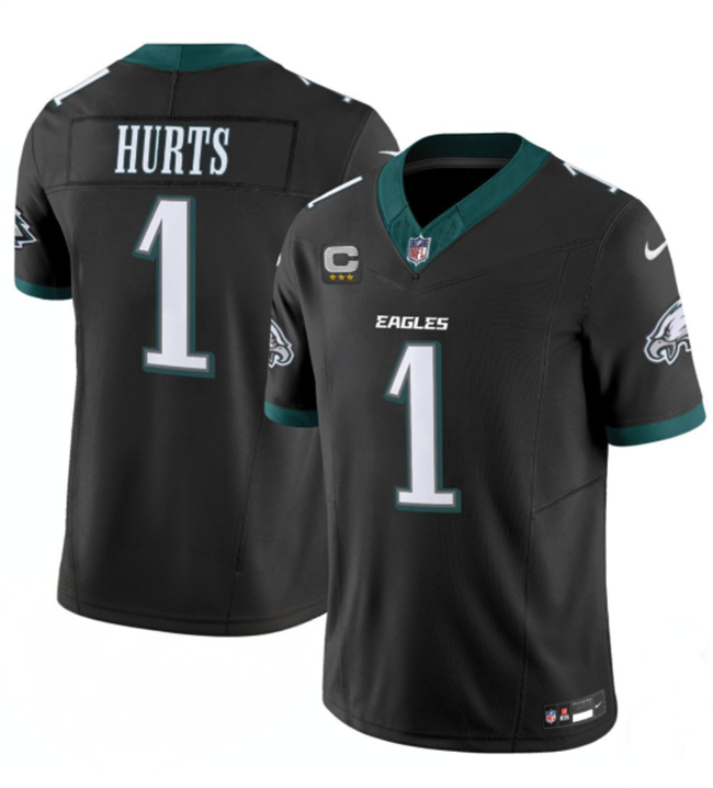 Men's Philadelphia Eagles #1 Jalen Hurts Black 2024 New F.U.S.E. Vapor Untouchable Limited Stitched Football Jersey