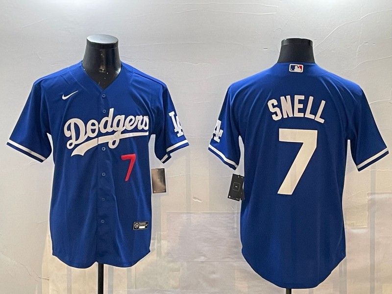 Men's Los Angeles Dodgers #7 Blake Snell Royal Limited Stitched Baseball Jersey