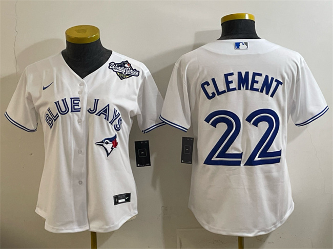 Women's Toronto Blue Jays #22 Ernie Clement White 2025 World Series Home Cool Base Stitched Baseball Jersey(Run Small)