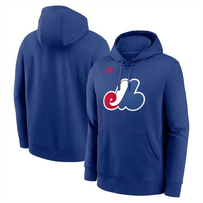 Men's Montreal Expos Blue Cooperstown Collection Logo Club Pullover Hoodie