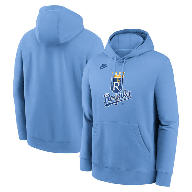 Men's Kansas City Royals Light Blue Cooperstown Collection Logo Club Pullover Hoodie
