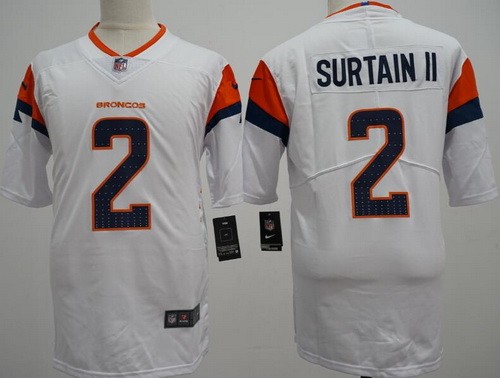 Youth Denver Broncos #2 Patrick Surtain II Limited White Vapor Jersey