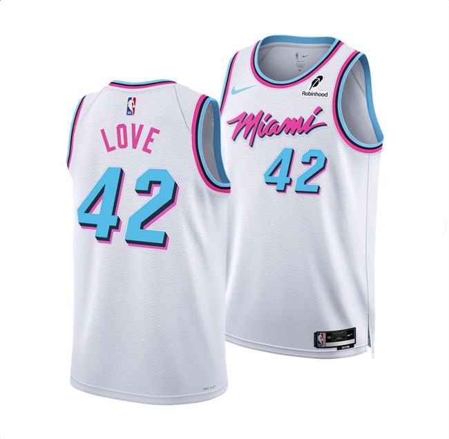 Men's Miami Heat #42 Kevin Love White 2024-25 City Edition Stitched Basketball Jersey