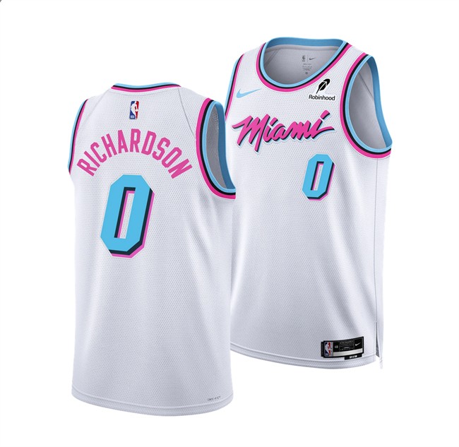 Men's Miami Heat #0 Josh Richardson White 2024-25 City Edition Stitched Basketball Jersey