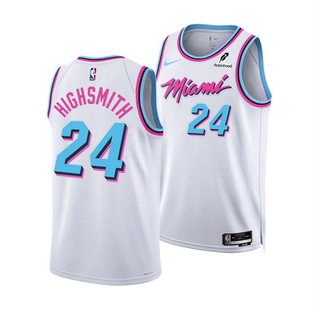 Men's Miami Heat #24 Haywood Highsmith White 2024-25 City Edition Stitched Basketball Jersey