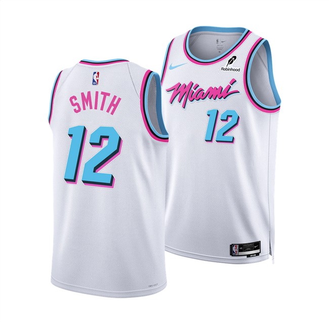 Men's Miami Heat #12 Dru Smith White 2024-25 City Edition Stitched Basketball Jersey