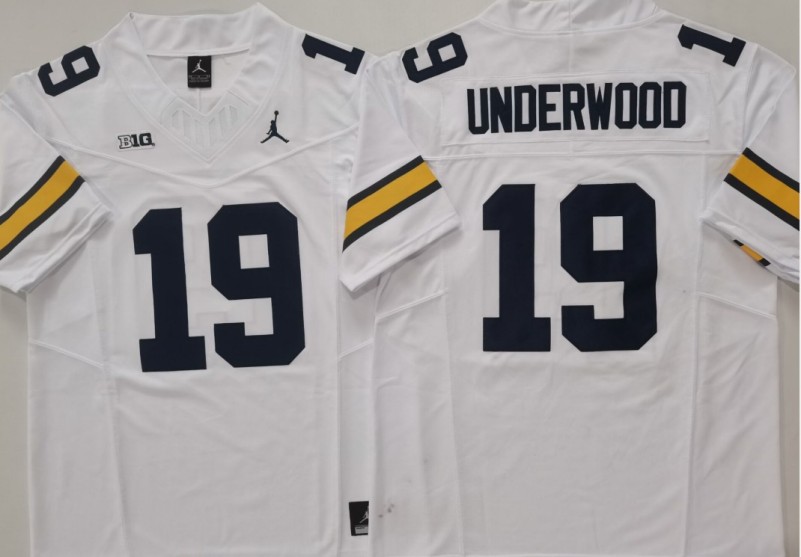 Men's Michigan Wolverines #19 Bryce Underwood White FUSE Vapor Limited College Football Stitched Jersey