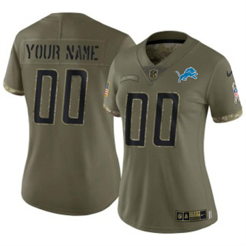 Women's Detroit Lions Active Player Custom Vapor Limited 2022 Salute to Service Olive Stitched NFL Jersey