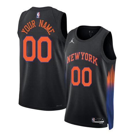 Men's New Yok Knicks Custom Black 2025 Statement Edition Stitched Basketball Jersey
