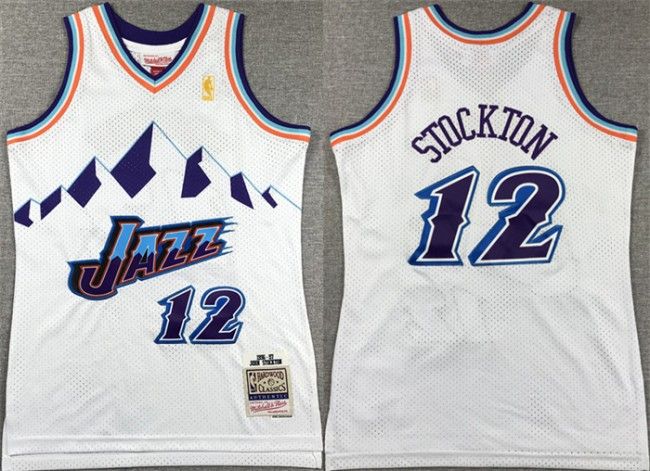 Youth Utah Jazz #12 John Stockton White Stitched Basketball Jersey