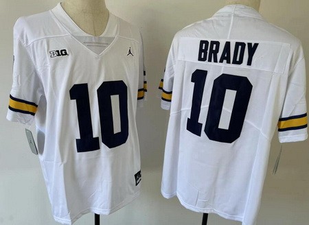 Youth Michigan Wolverines #10 Tom Brady White College Football Jersey