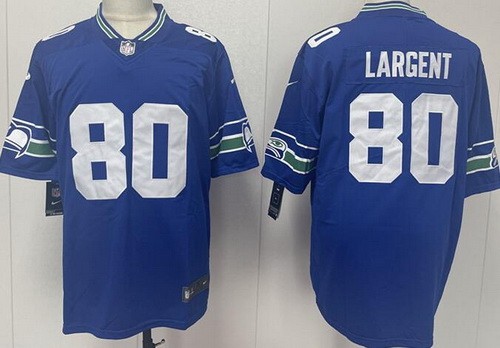 Men's Seattle Seahawks #80 Steve Largent Limited Blue Throwback Vapor Jersey