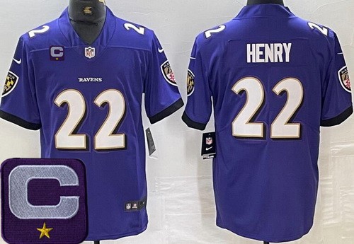 Men's Baltimore Ravens #22 Derrick Henry Limited Purple C Patch Vapor Jersey