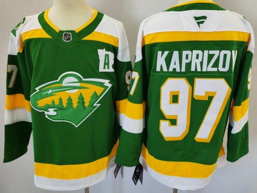 Men's Minnesota Wild #97 Kirill Kaprizov Green Alternate Authentic Jersey