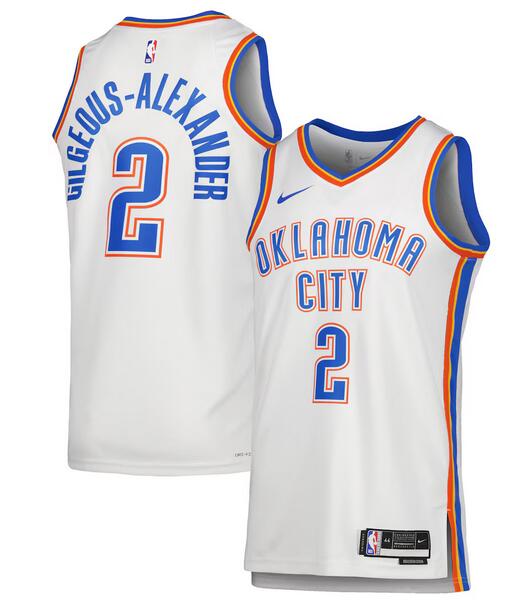 Men's Oklahoma City Thunder #2 Shai Gilgeous-Alexander White Association Edition Stitched Basketball Jersey
