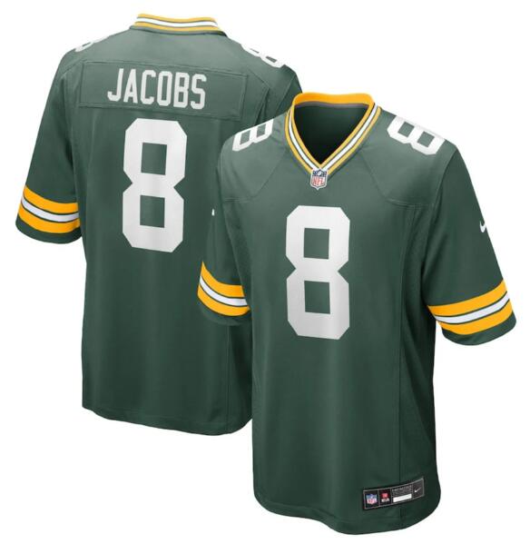 Youth Green Bay Packers #8 Josh Jacobs Green Stitched Game NFL Jersey