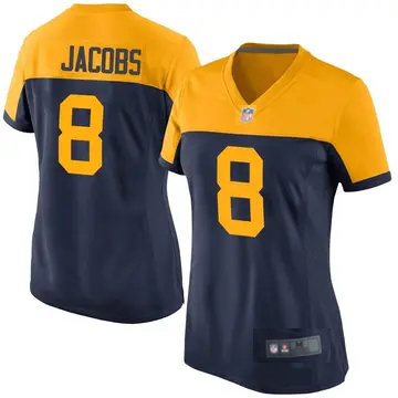 Women's Green Bay Packers #8 Josh Jacobs Vapor Limited Navy Blue Stitched NFL Jersey