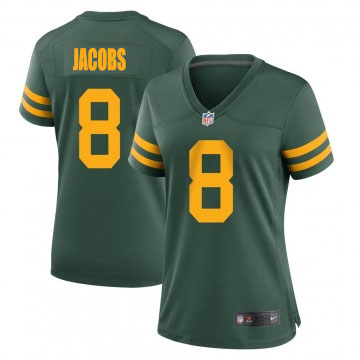 Women's Green Bay Packers #8 Josh Jacobs Vapor Limited Alternate Green Stitched NFL Jersey