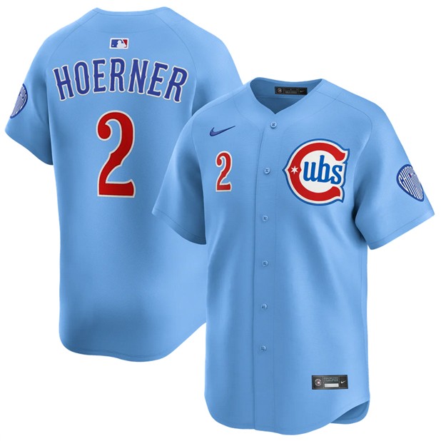 Men's Chicago Cubs #2 Nico Hoerner Blue 2024-25 2nd Alternate Limited Stitched Baseball Jersey