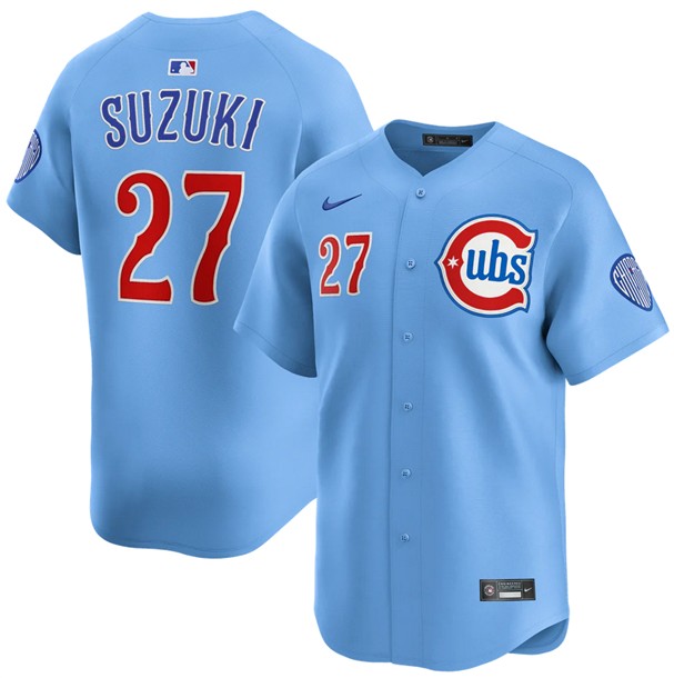 Men's Chicago Cubs #27 Seiya Suzuki Blue 2024-25 2nd Alternate Limited Stitched Baseball Jersey