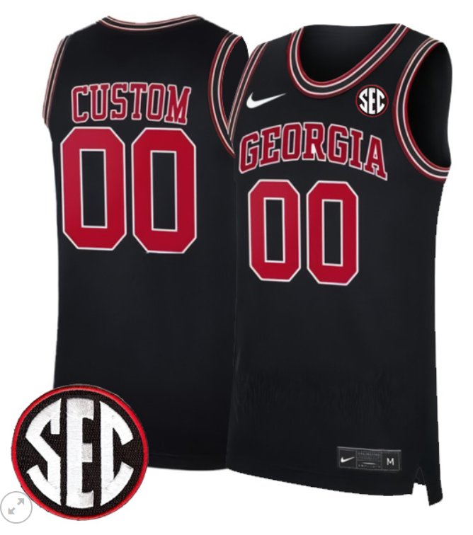 Custom Georgia Bulldogs Jersey College Basketball Stiched Throwback Black