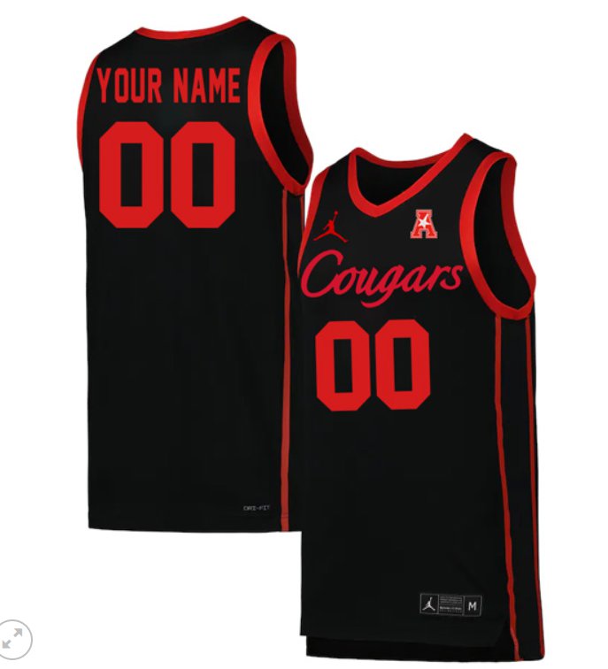 Custom Houston Cougars Jersey College Basketball Stiched Black