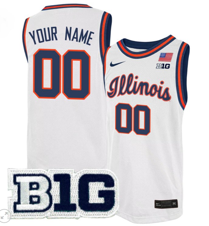 Custom Illinois Fighting Illini Jersey College Basketball Stiched Throwback White