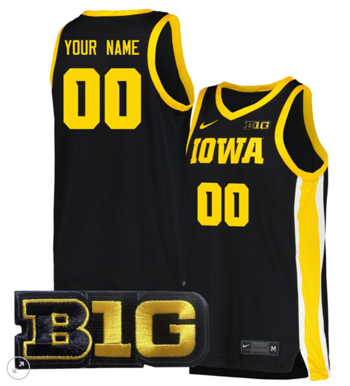 Custom Iowa Hawkeyes Jersey College Basketball Stiched Game Black