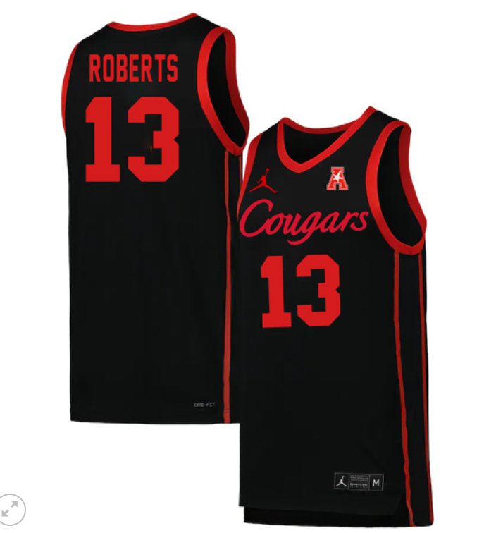 Men's J'Wan Roberts Jersey #13 Houston Cougars Basketball Stiched Black