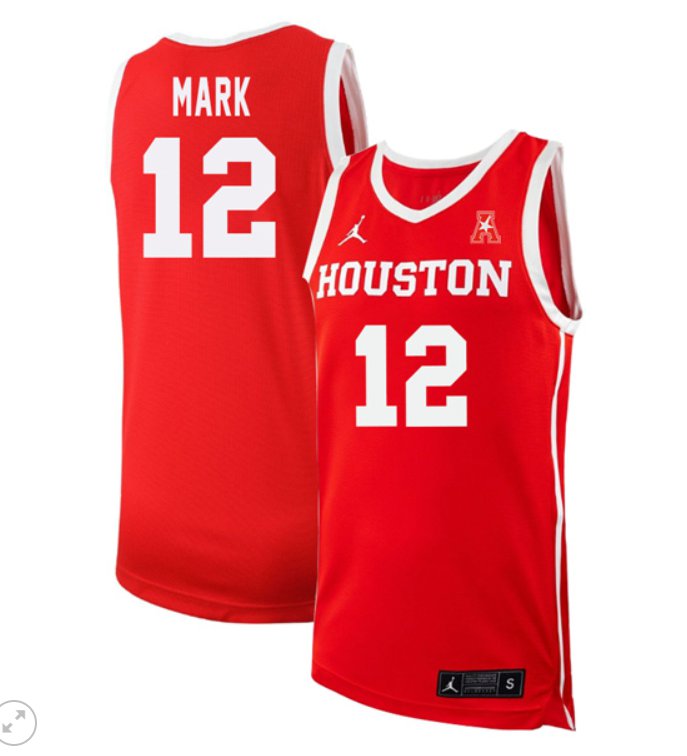 Men's Tramon Mark Jersey #2 Houston Cougars College Basketball Stiched Red