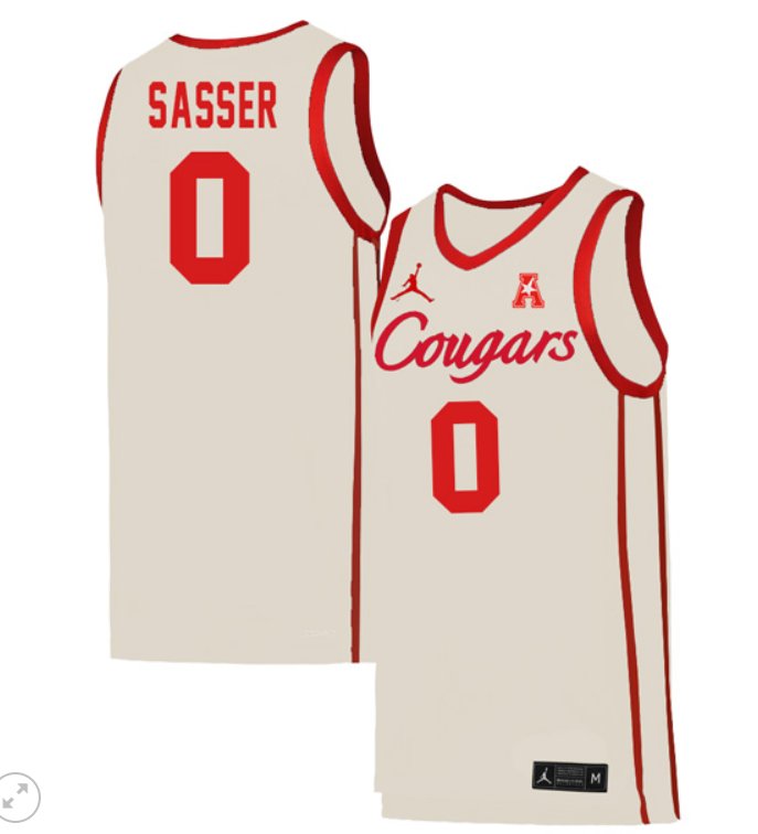 Men's Marcus Sasser Jersey #0 Houston Cougars College Basketball Stiched White