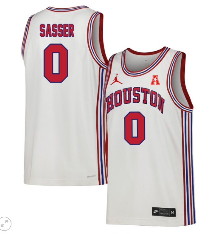 Men's Marcus Sasser Jersey #0 Houston Cougars College Basketball Stiched Throwback White