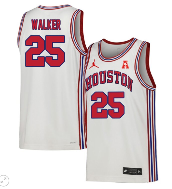 Men's Jarace Walker Jersey #25 Houston Cougars College Basketball Stiched Throwback White