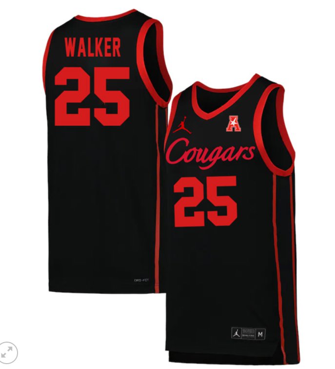 Men's Jarace Walker Jersey #25 Houston Cougars College Basketball Stiched Black