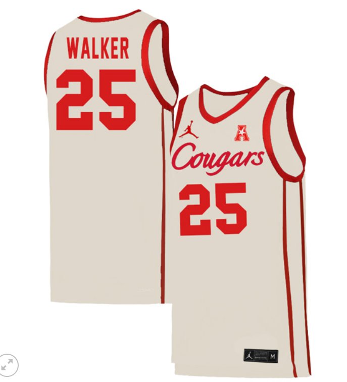 Men's Jarace Walker Jersey #25 Houston Cougars College Basketball Stiched White